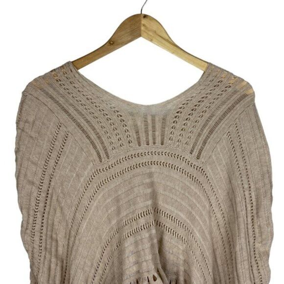 Anthropology Little Yellow Bird Carolina Open Knit Ruffle Poncho Cover Up US XS - Picture 2 of 6